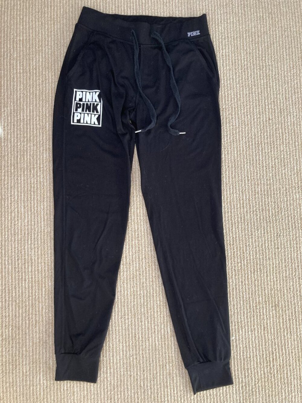 Victoria's Secret PINK Ultimate Yoga Graphic Logo Gym Ankle Sweat Pants Sz XS